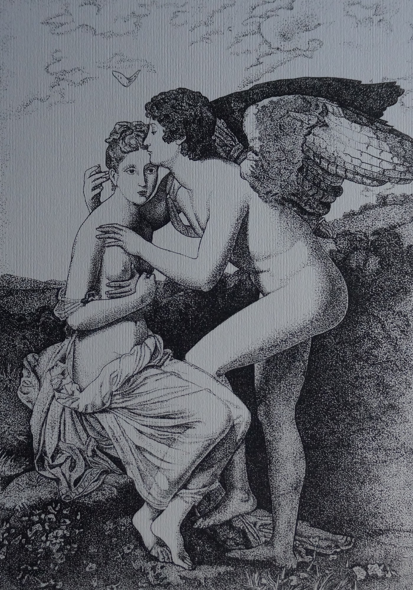 13.Serigrafia eseguita con tecnica a punti tratta da Amore e Psiche di François Gérard, 32x45, 2010