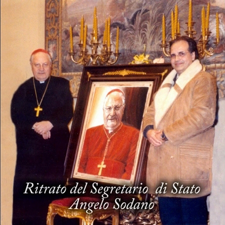 Dono del ritratto al Segr. di Stato Angelo Sodano da Giuseppe Afrune